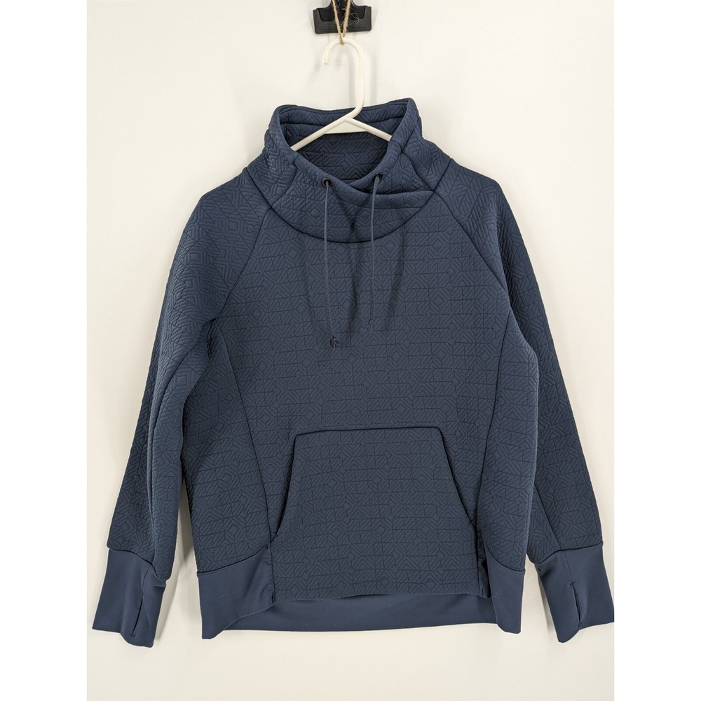 Athleta Jacquard Elevation Pullover Blue Quilted Sweatshirt Cowlneck, Small